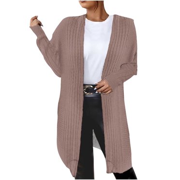 CEHVOM Women Hood Cardigan Large Size Sweater Pocket Single Breasted Long Sleeves Coat Clearance