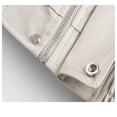 thumbnail image 4 of LOVZFMLL Jackets for Womens Solid Color Lapel Pocket Short Leather Jacket Long Sleeved Hooded Leather Jacket, 4 of 9