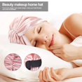 thumbnail image 3 of MesaSe Adjustable Satin Faux Silk Bonnet Front Knot Back Adjustable Buckle Large Long Curly Hair Wrap Elastic Drawstring Beauty Hat, 3 of 10