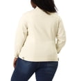 thumbnail image 3 of Agnes Orinda Women's Plus Size Jean Jacket Stitching Button Washed Denim Outerwear Coat L Light Beige, 3 of 8