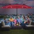 thumbnail image 3 of Costway 15Ft Patio Double-Sided Solar LED Market Umbrella Crank Base Burgundy, 3 of 9
