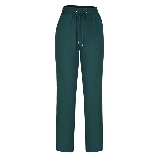 Birdeem Pantalon Grand Décontracté en Coton Lin Pur à Cordon pour Femmes