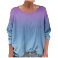 thumbnail image 3 of WRKEKC T-Shirts à Manches Longues pour Femmes, Chemises à Manches Longues pour Femmes, T-shirt Tendance Confortable à Manches Longues à Col Rond Dégradé Imprimé pour Femmes Grande Taille, 3 of 6