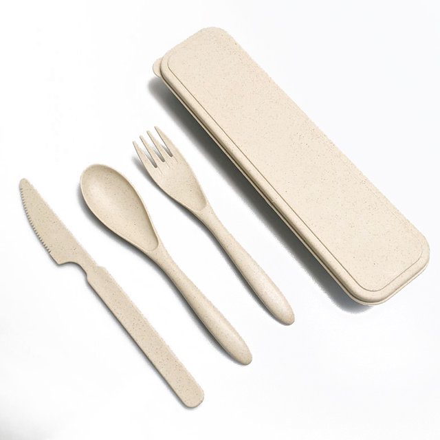 fastboy Ensemble de Vaisselle 1/2/3/5 Portable Réutilisable Coloré Kit de Couverts pour Enfants Intérieur Extérieur Randonnée Vacances Vaisselle Beige 1 Pce