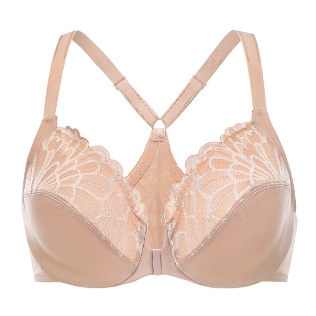 MELENECA Female Racerback Front Closure Unlined Underwire Bra for Women Cappuccino 48C