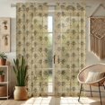 thumbnail image 2 of Vargottam Beige Geometric Design Sheer Georgette Curtains for French Doors & Balcony - 2 Panels, 96" Long, Light Filtering, Grommet Top Printed Drapes for Living Room or Lounge, 2 of 9