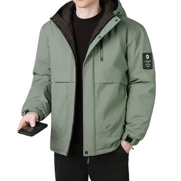 Lovzfmll Men's Hooded Puffer Jacket Relaxed Fit Heavyweight Down Alternative Army Green, 3XL