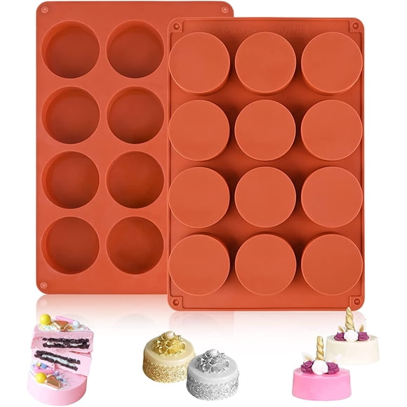 Sakolla 2 Pcs Round Chocolate Cookie Molds, Cylinder Silicone Mold, Perfect for Chocolate Covered Oreos, Cake, Candy, Pudding, Mini Soap
