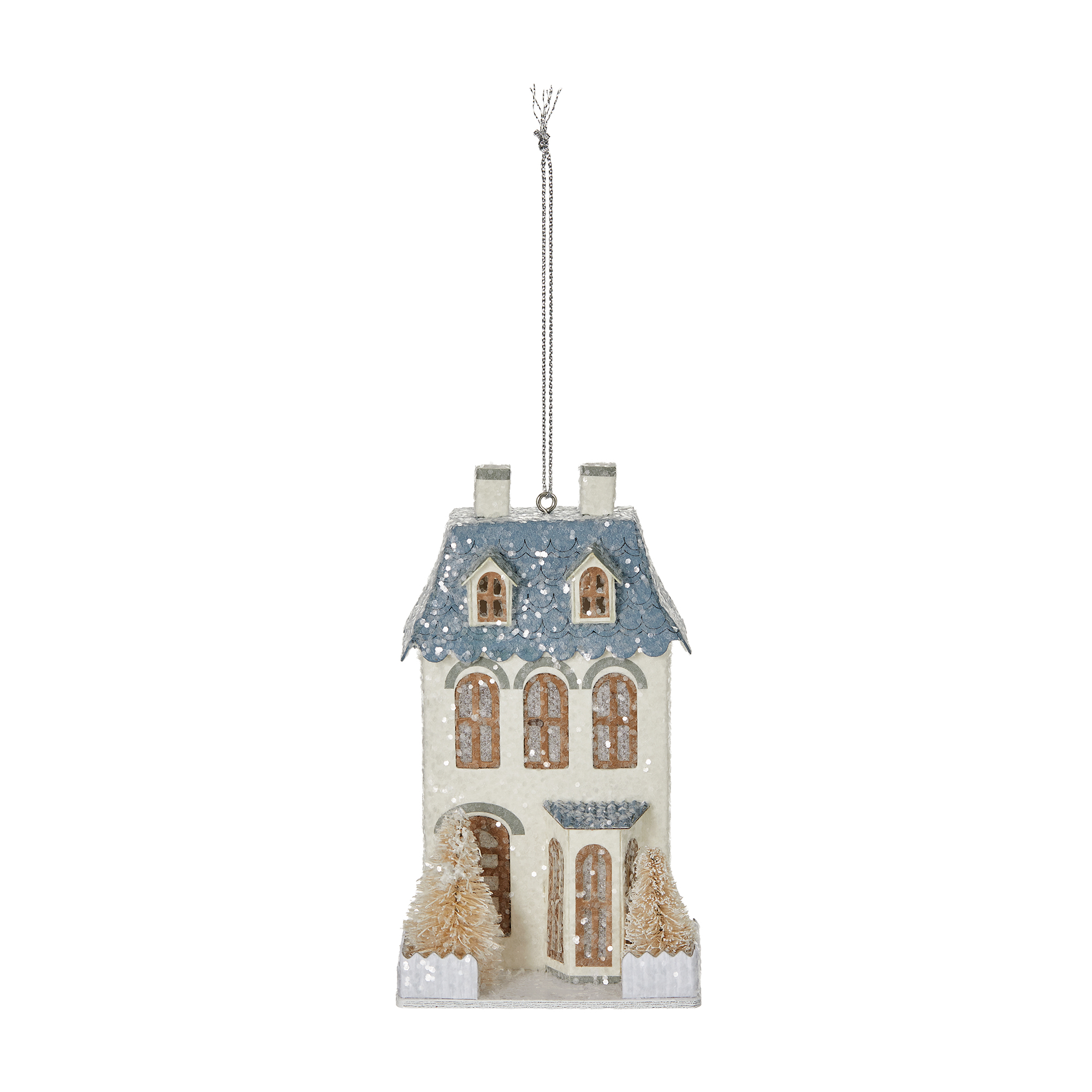 Fraiche Light-up Paper House Ornaments 2-Pack