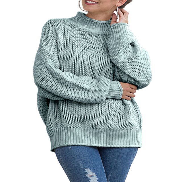 MesaSe Automne Hiver Femmes Col Roulé Pull à Manches Longues en Vrac Gros Pull en Tricot