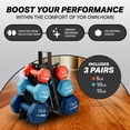 thumbnail image 2 of HolaHatha 5, 10, and 15 Pound Neoprene Dumbbell Weight Set with Storage Rack, 2 of 11