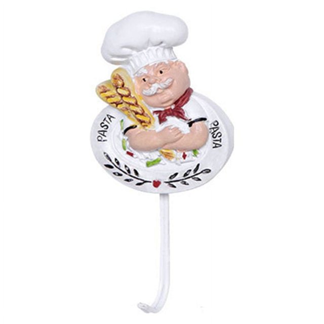 Resin 3D Italy Chef Adhesive Decorative Hooks Wall Mount CartoonTowel Storage Hook for Home Kitchen Restaurant-#5