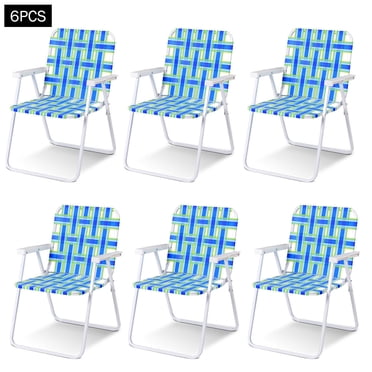 Costway Lot de 6 Chaises de Plage Pliantes Chaise de Camping pour Pelouse avec Sangles Légère 1 Position