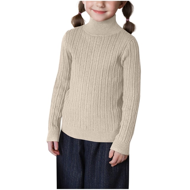 zbxnLI Toddler Girls Turtleneck Sweaters Ribbed Long Sleeve Knit Pullover Sweater Fall Winter Warm Tops