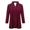 thumbnail image 4 of Timegard Tuniques Rayées pour Femmes Col à Revers en V Manches 3/4 T-Shirts Blouses Décontractées Mode, 4 of 5