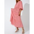 thumbnail image 4 of Kmbangi Robe Longue pour Femmes à Imprimé Géométrique, Col en V, Manches Longues Bouffantes, Coupe Ample, Robe Mode pour le Printemps et l'Été, 4 of 9