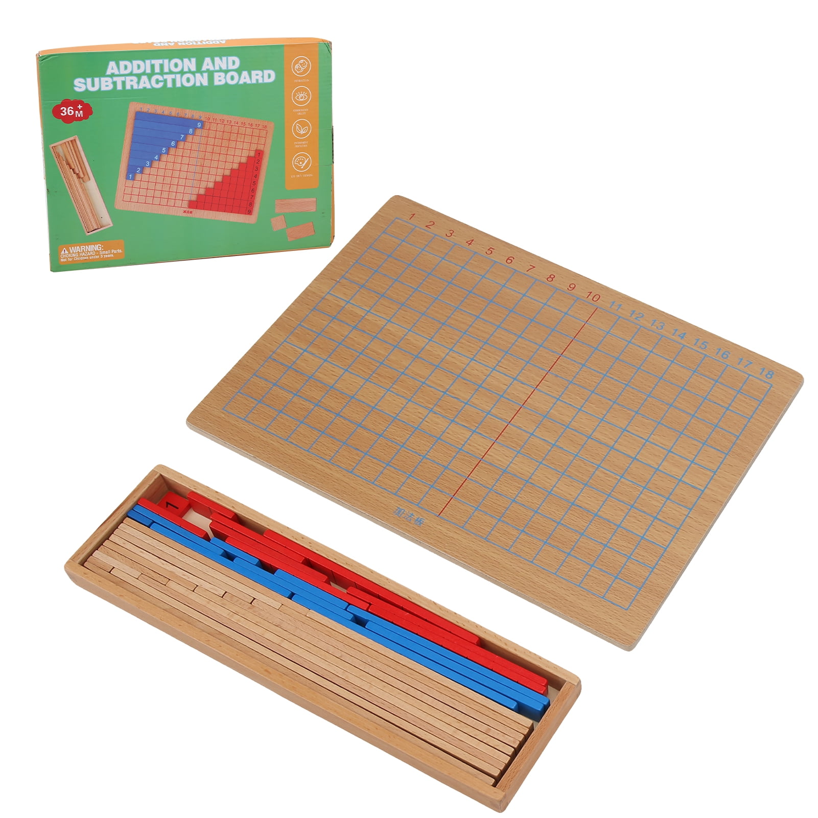 Mathematics Toy, 11.8 X 8.6 X 0.2in Wooden Math Learning Board Toy Educational Game Toy Small Numerical Rods With Wooden Box For Kids Toddlers 3 Year Old