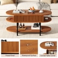 thumbnail image 3 of GUNAITO Table Basse à Plateau Relevable avec Rangement, Table Centrale Moderne Style Ferme avec Tablette à 2 Niveaux pour Salon, Noyer, 3 of 8
