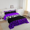 thumbnail image 3 of Erosebridal Teens Leopard Print Bedding Twin Comforter Set, Wildlife Down Comforter, Geometry Striped Decor, Reversible 2pcs, 3 of 7