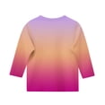 thumbnail image 4 of 2025 Filles T-Shirts Décontractés Manches 3/4 Col Rond Tops d'Été T-Shirts Unis Blouses d'Automne Chandail Tops Rose Vif, 4 of 6