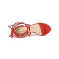 thumbnail image 4 of BLISSFUL STEP Women's Open Toe Lace up Sandals Mid Block Heels Sandals Orange 7, 4 of 7