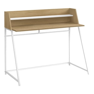 Monarch Specialties Bureau d'ordinateur, Bureau à la maison, Ordinateur portable, Étagères de rangement, 48"l, Travail, Métal, Stratifié, Naturel, Blanc, Contemporain, Moderne