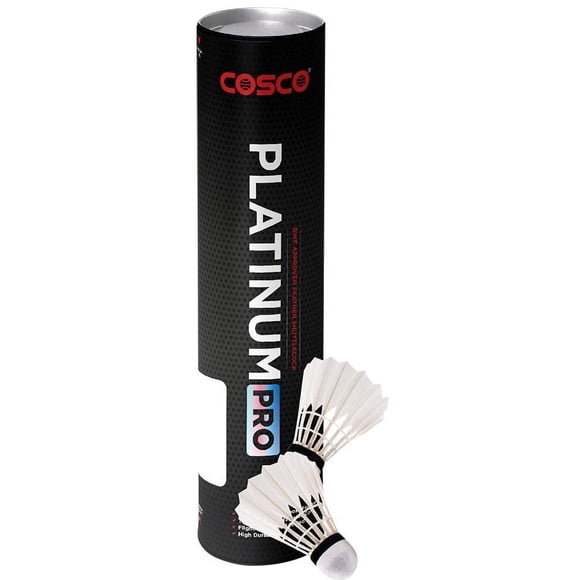 Cosco Platinum Pro Volants-Navette en Plumes pour Jeu de Tournoi International / Blanc, Lot de 10