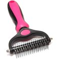 thumbnail image 1 of Pet Grooming Brush - Double Sided Shedding and Dematting Undercoat Rake Comb for Dogs and Cats,Extra Wide, 1 of 7