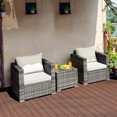 thumbnail image 3 of Patiojoy 3-Piece Patio Wicker Conversation Set Bistro Rattan Sofa Chair with Washable Cushion White, 3 of 10