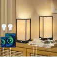thumbnail image 1 of OUTON 11.6" Table Lamp with LED Bulb, 3 Way Dimmable Touch Small Nightstand Lamp with Metal Cage with USB&Type-C Ports, Bulb Included, 1 of 9