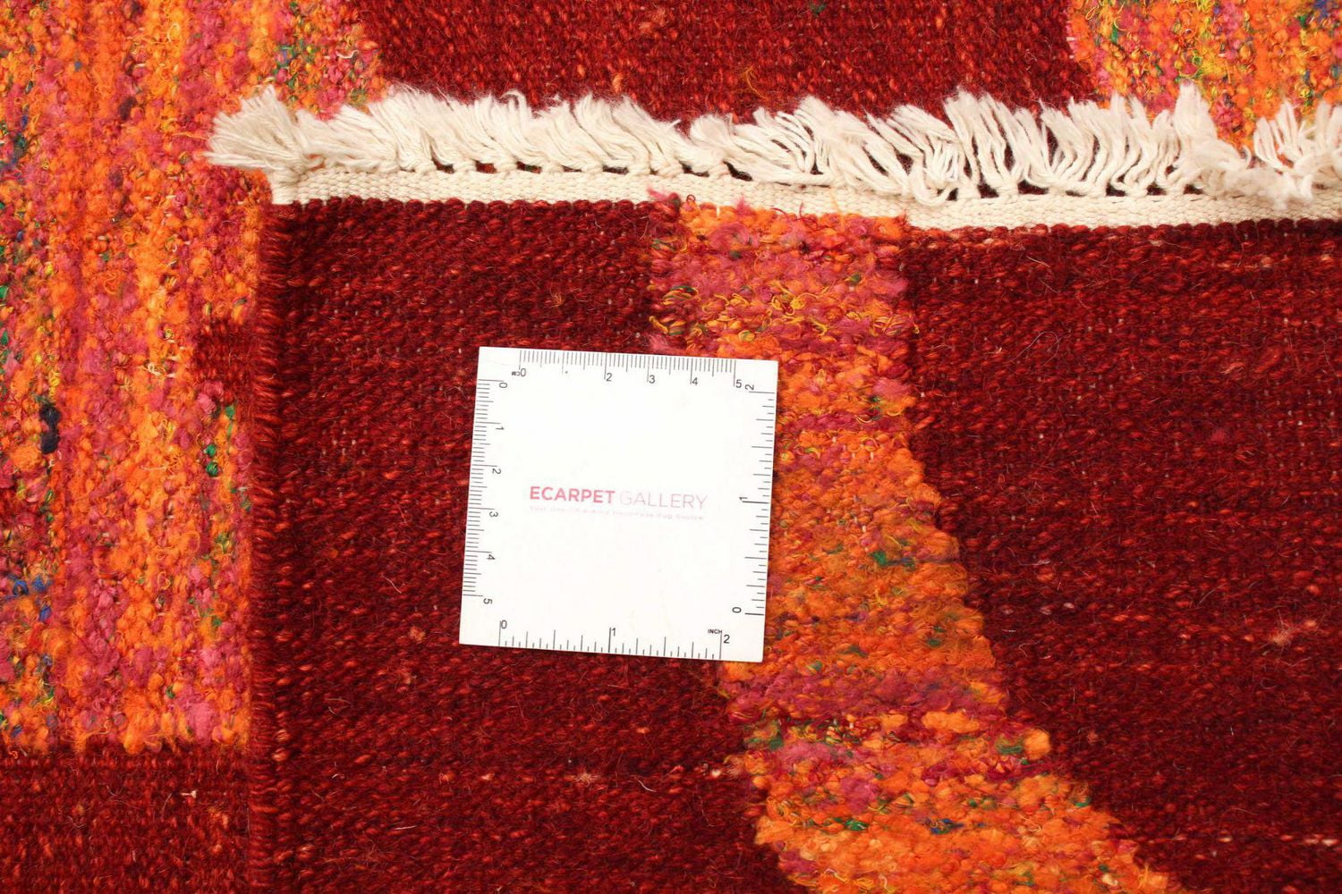 ECARPETGALLERY 5'4" x 7'6" Flat-weaves & Kilims Sari Silk Hand Made Area Rug for Living Room, Dining Room and Bedroom in Red