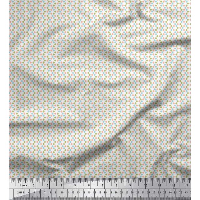 Soimoi Modal Satin Fabric Geometric Small Print Sewing Fabric Yard 42 Inch Wide