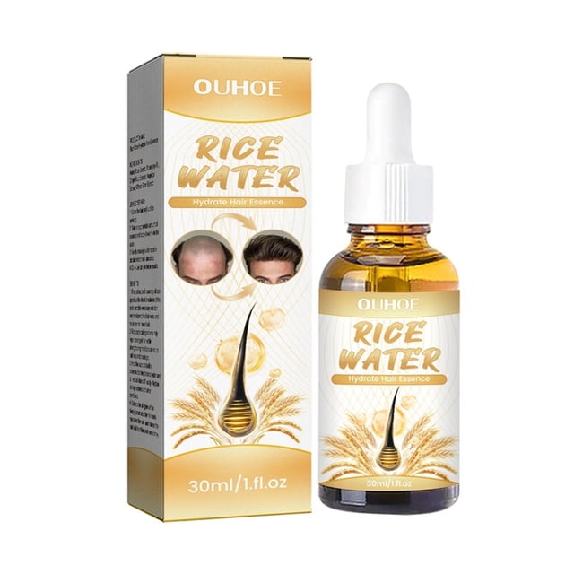Sérum Capillaire et Huile à l'Eau de Riz - Revitalisant Sans Rinçage pour la Pousse des Cheveux, Renforce et Réduit la Casse, Nourrissant Naturel pour Cheveux Secs, Abîmés et Bouclés, Sans Sulfates Ni Parabènes, 30 ml