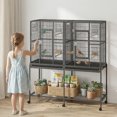 thumbnail image 2 of PawHut 56"H Bird Cage, Rolling Parrot Cage w/ Detachable Rolling Stand, 2 of 10