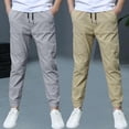 thumbnail image 2 of Hurxie Deals 2Pc Boys Cargo Pants Cotton Linen Drawstring Sweatpants Multicolor,12, 2 of 8