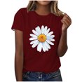 thumbnail image 2 of BVOFAR Hauts pour Femmes Été Tendance T-Shirts Graphiques Marguerite Décontractés Coupe Ample Blouses Col Rond Manches Courtes Chemises 2025, 2 of 4
