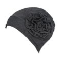 thumbnail image 2 of Abbracc For Ladies Solid Elastic Flower Hat Turban Chemo Cancer Hair Loss Cap Head Wrap dark grey, 2 of 9