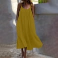 thumbnail image 1 of Gspmoly Robe d'Été, Robe Maxi d'Été pour Femme Décontractée Bohème Sans Manches à Bretelles Spaghetti, Smockée, à Étages, Longue, de Plage, Soleil, Robes d'Été pour Femmes Offres Prime, 1 of 4