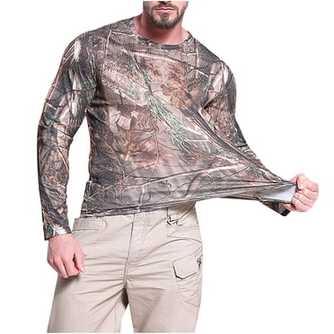 aohooy Chemises Camouflage pour Hommes Manches Longues Chemises de Protection Solaire Col Ras du Cou Chemise de Chasse Séchage Rapide Pêche Chemises Camouflage Camouflage,TG