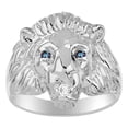 thumbnail image 1 of RYLOS Lion Head Ring with Gemstone Eyes & Diamond Mouth – Fun Designer Rings in Sterling Silver Alexandrite  Jewelry Size 6, 1 of 7