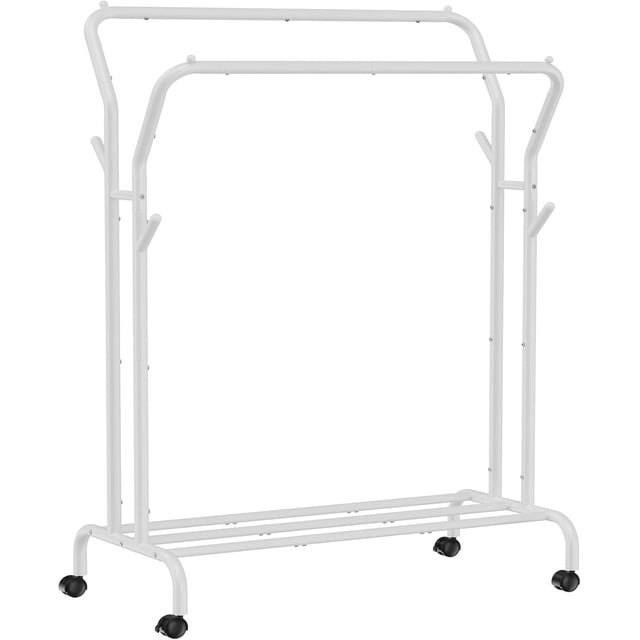 SONGMICS HOME Clothes Rack, Single-Rod Clothing Rack with Wheels, Heavy-Duty Metal Frame, Garment Rack, 110 lb Max. Total Load, 40.7 Inches Wide, Clothes Storage and Display, Cloud White