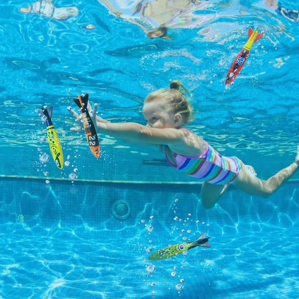 Lot de 4 Jouets de Plongée pour Piscine, Anneau de Natation sous-Marin en Forme de Poisson