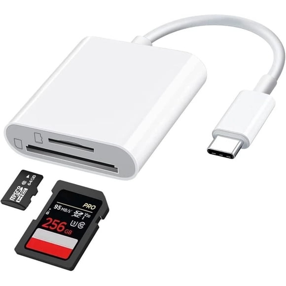 USB C SD Card Reader, Type C SD Card Reader, Supports SD and MicroSD Memory Card Adapters for iPhone 15 16 17/iPad/MacBook/Mac, Trail Camera Viewer Plug and Play - 2 Slots