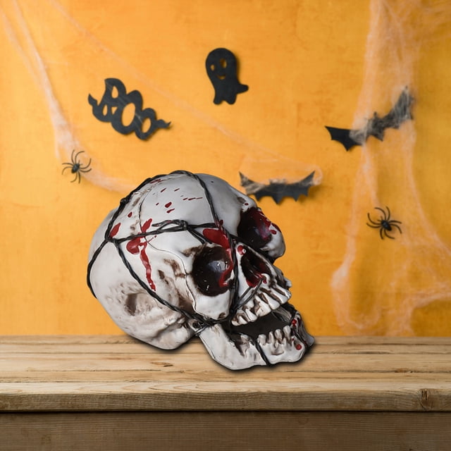 EGNMCR Halloween Decorations, Halloween Skeletons Plastic Realistic Fake Simulation Human Skull HeadBone Model Halloween Prop Realistic Mini Skeleton Spooky Halloween Decoration A Skeleton