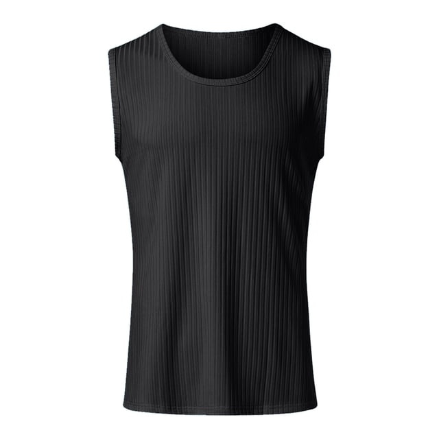 Men's Summer Athletic Sleeveless Crew Neck Tight Fit Muscle Workout Vest Top
