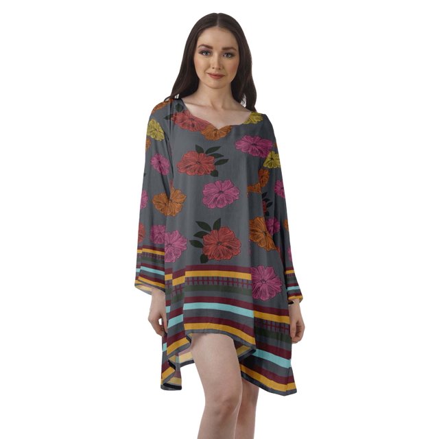 Moomaya Robe de Cocktail Imprimée à Manches Longues Tenues de Noël Robe Courte pour les Fêtes