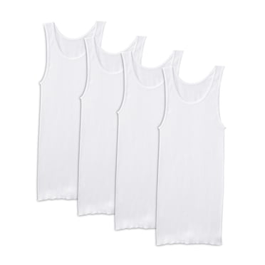 Fruit of the Loom Premium Men’s 4 Pack Premium Cotton A-Shirts, S, White