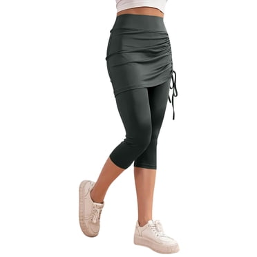 Yuzhih Jupes de Tennis et de Golf pour Femmes avec Leggings Capri Intégrés Leggings à Jupe d'Entraînement Été 2025 Pantalons Capri de Yoga avec Jupes