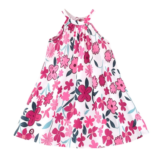 Liyamei Robe Sans Manches à Bretelles pour Filles, Imprimés de Fleurs, Vêtements, 4-5 Ans