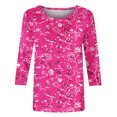 thumbnail image 3 of Hauts à Manches 3/4 pour Femmes Mode T-Shirt Imprimé Mi-Longueur Blouse à Manches 3/4 Col Rond Hauts Décontractés T-Shirts en Coton pour Femmes T-Shirts à Manches 3/4 pour Femmes, 3 of 5